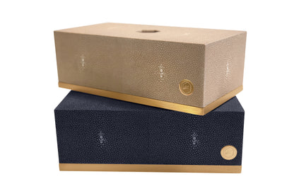 Tissue Box Rectangle - Midnight Blue Collection - Shagreen / Brass