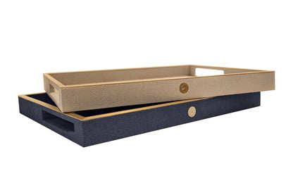 Rectangular Tray - Midnight Blue Collection - Shagreen / Brass