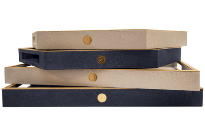 Hexagonal Tray - Midnight Blue Collection - Shagreen / Brass