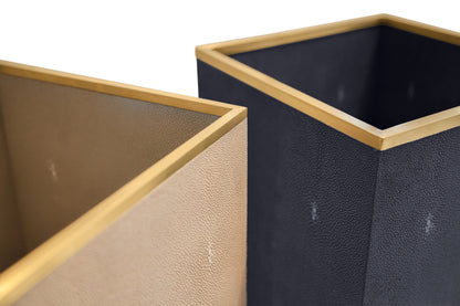 Occasional Bin Square - Midnight Blue Collection - Shagreen / Brass