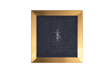 Coaster Square - Midnight Blue Collection - Shagreen / Brass  - Set Of 4