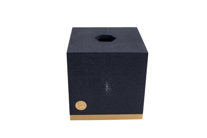 Tissue Box Square - Midnight Blue Collection - Shagreen / Brass
