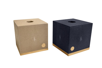 Tissue Box Square - Midnight Blue Collection - Shagreen / Brass