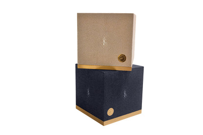 Tissue Box Square - Midnight Blue Collection - Shagreen / Brass