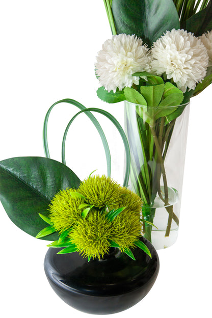 Verdant Loop Modern Faux Floral Sculpture