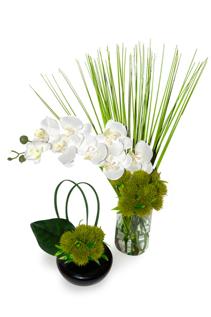 Verdant Loop Modern Faux Floral Sculpture