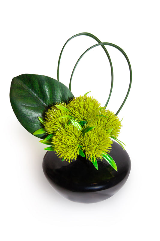 Verdant Loop Modern Faux Floral Sculpture