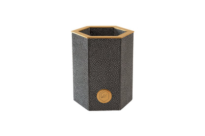 Pen Pot Medium - Graphite Collection Shagreen / Brass