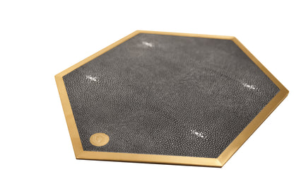 Placemat Hexagonal - Graphite Collection - Shagreen / Brass - Set Of 4